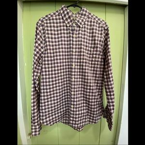 Lucky Brand Mens Button Down Blue Red Plaid Shirt California Fit Size M